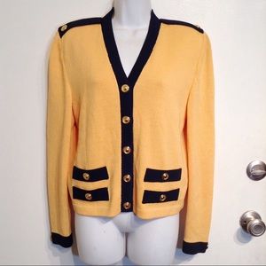 HOST PICK!! St. John Yellow & Navy Knit Cardigan